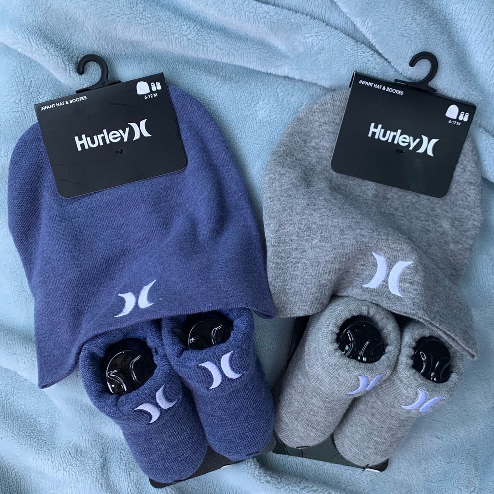 Hurley Baby Infant Hat And Booties 6-12mo